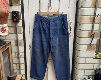 1950年代のヴィンテージフランス製モールスキンワークウェアパンツ 