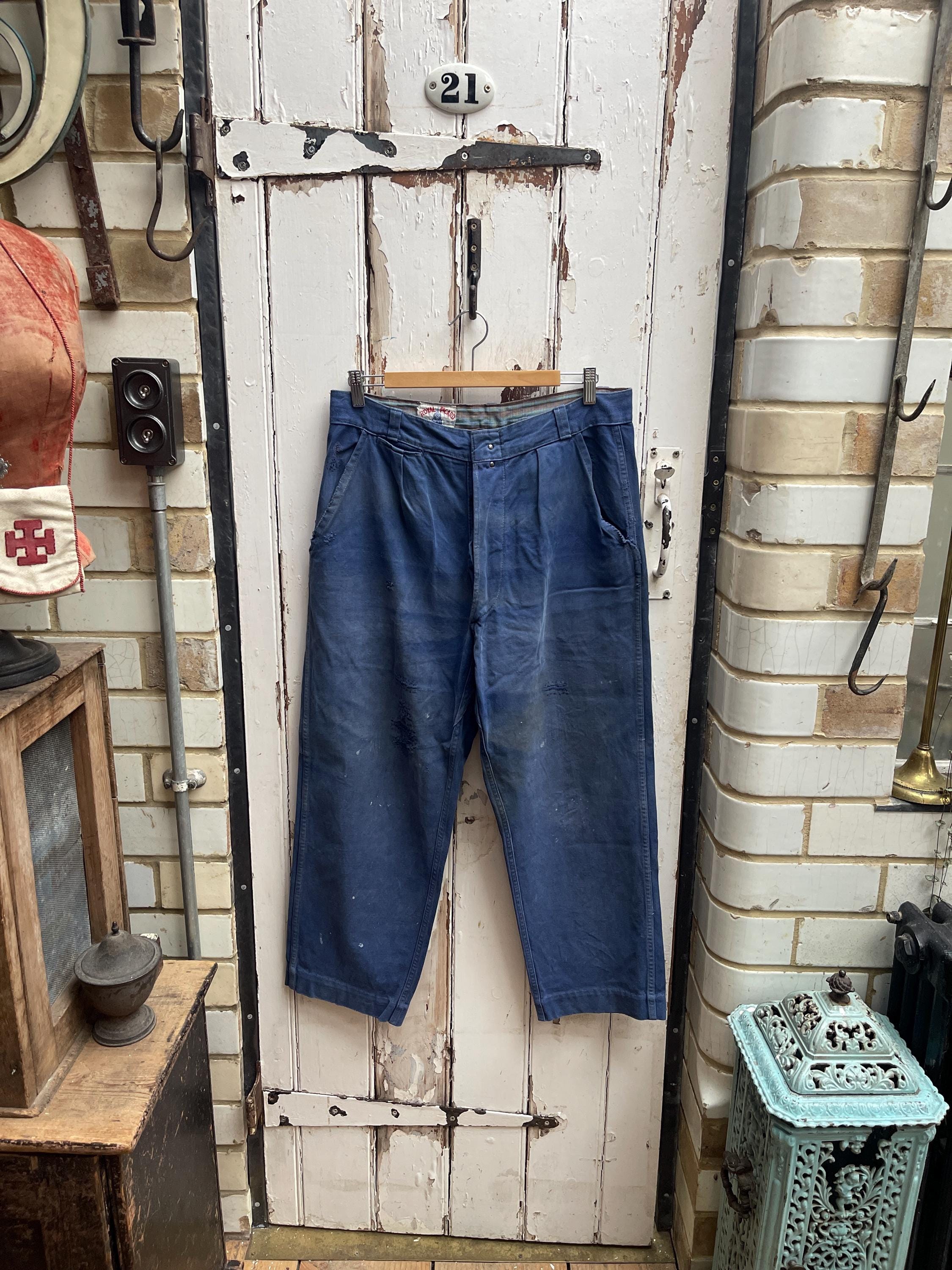 Antique Vintage French Royal Picard Blue Cotton Workwear Chores 