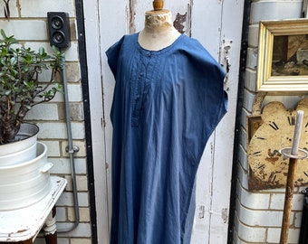アンティークフレンチブルーコットンシフトドレス サイズ L - Etsy 日本
