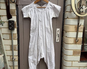Antique white cotton lingerie playsuit initials MR all in one size S