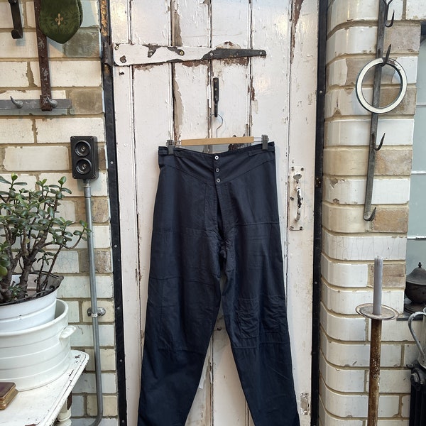 Antique French black cotton pyjama trousers size S/M