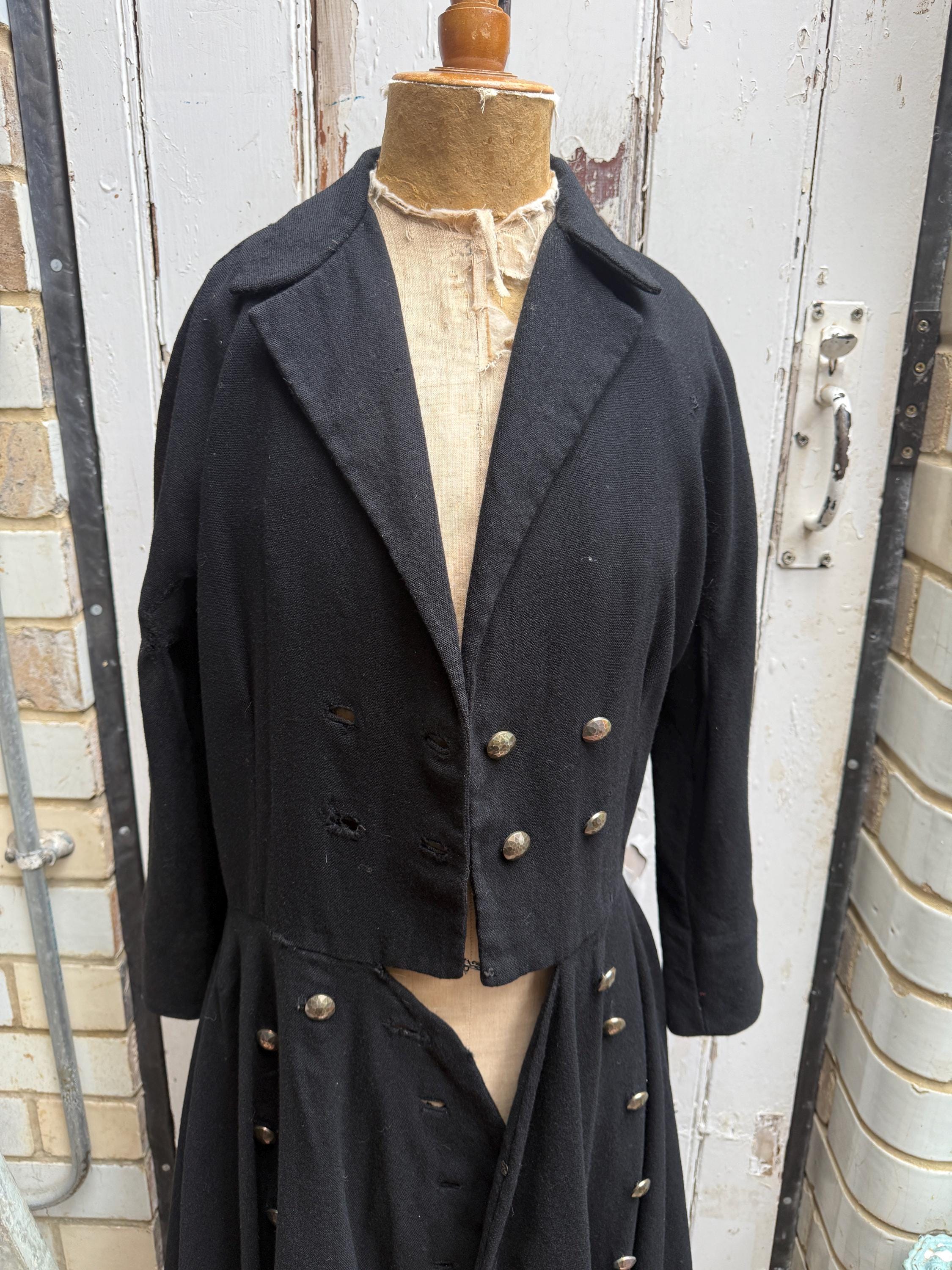 Antique Handmade Long Black Wool Riding Coat Size S - Etsy