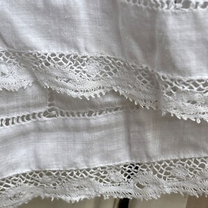 Antique French lingerie white soft cotton voile shorts with embroidery and lace trim size M/L image 5