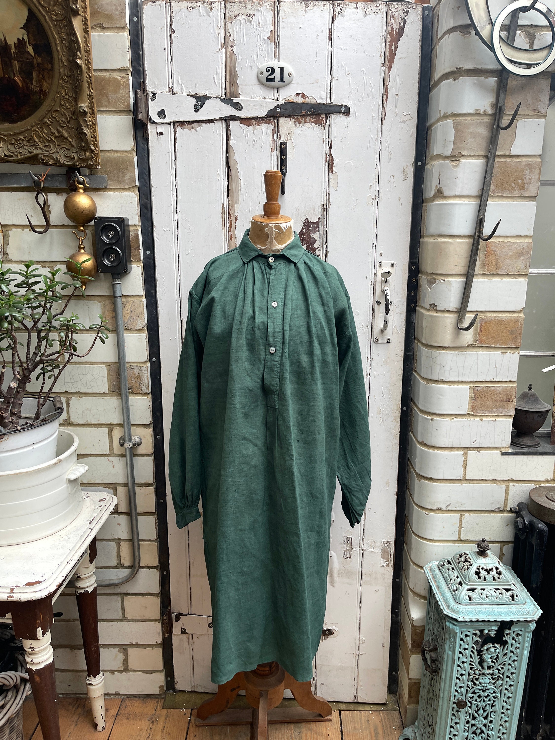 トップス 40's antique french linen pullover shirt 40´s antique french linen pullover shirt
