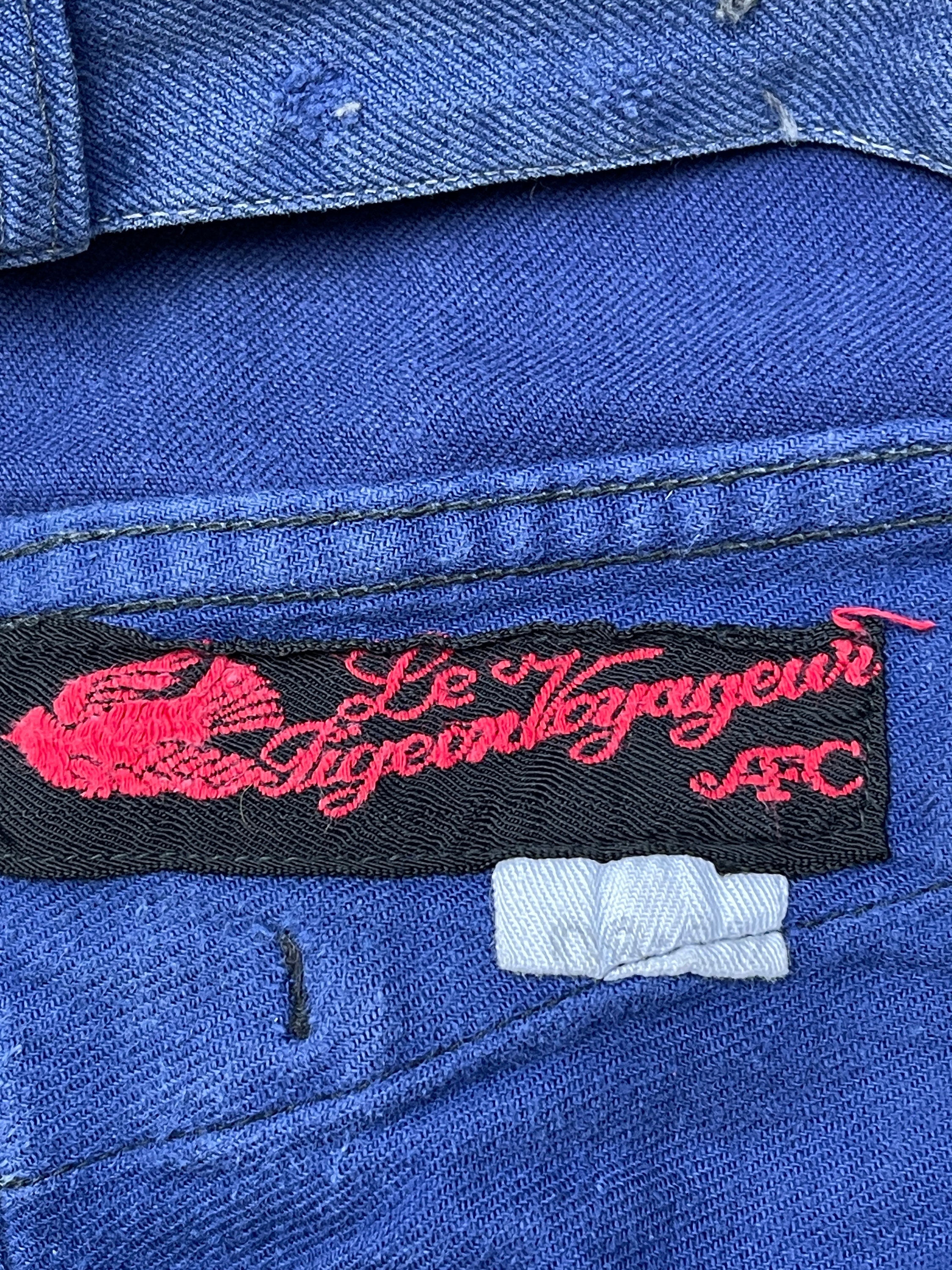 Antique Vintage French Le Pigeon Voyageur Blue Cotton Antique Vintage French Le Pigeon Voyageur Blue Cotton