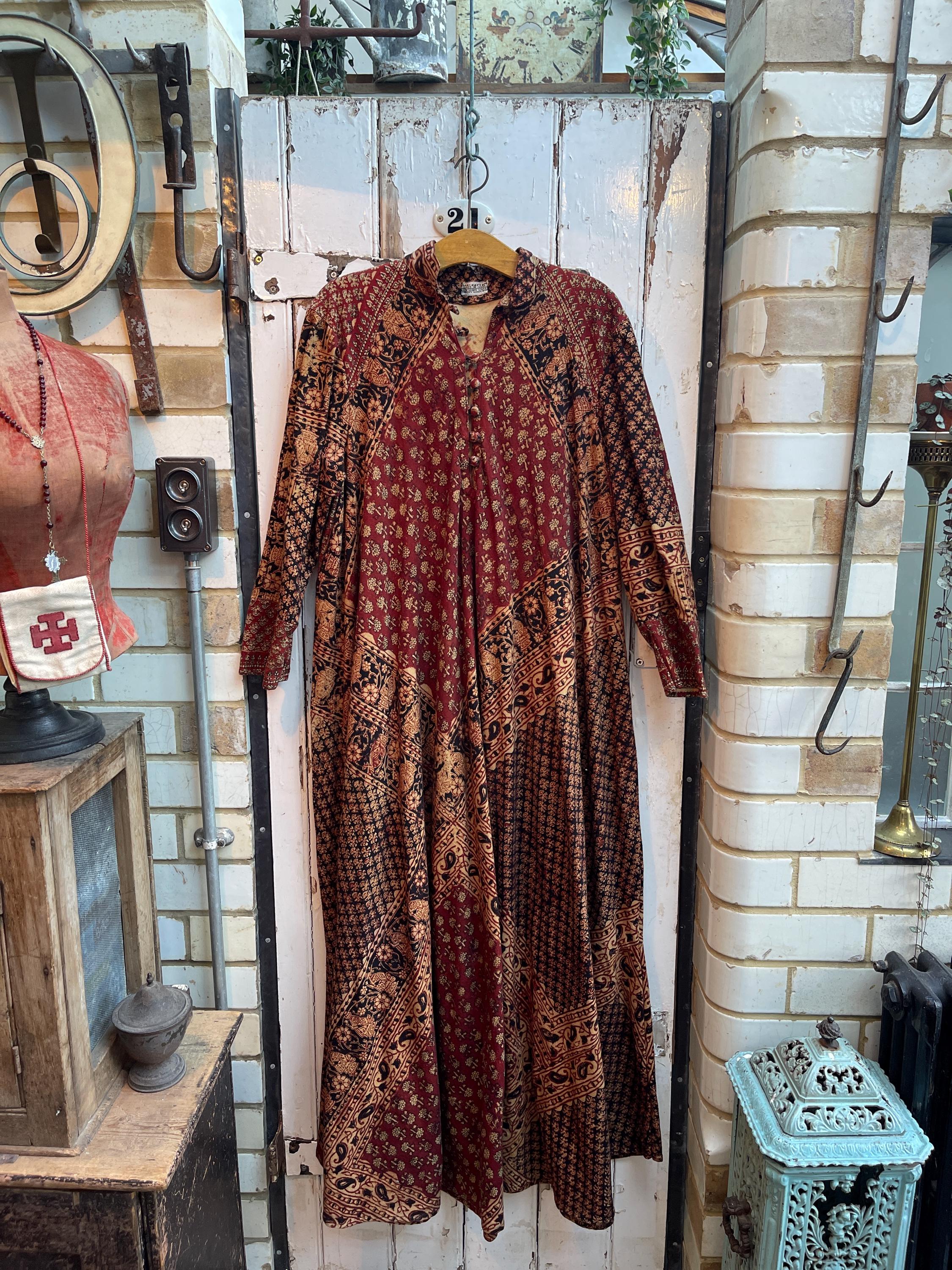 vintage indian cotton dress 70s Ritu Kumar Indian Cotton Dress | XS-M