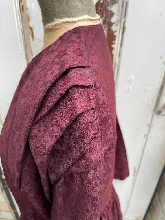 Antique Dutch handmade burgundy wool silk fitted … - image 7