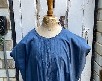 アンティークフレンチブルーコットンシフトドレス サイズ L - Etsy 日本