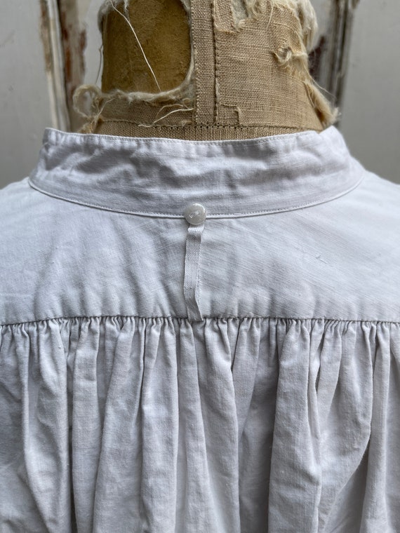 Antique French white cotton shirt chemise initial… - image 7