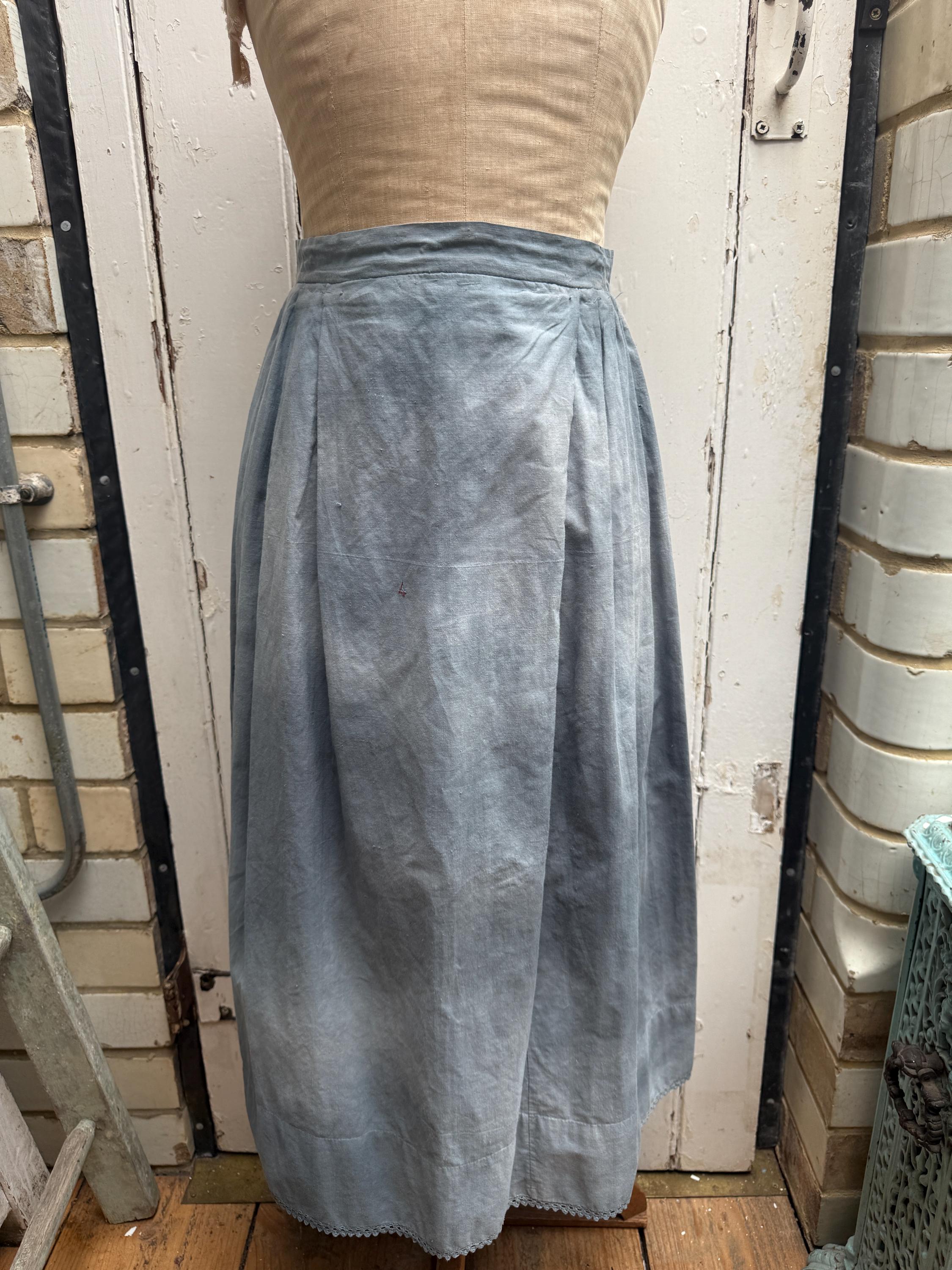 Antique French Blue Grey Cotton Skirt With Number 4 Size S - Etsy