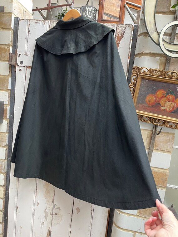 Antique French handmade black wool short cape wit… - image 9