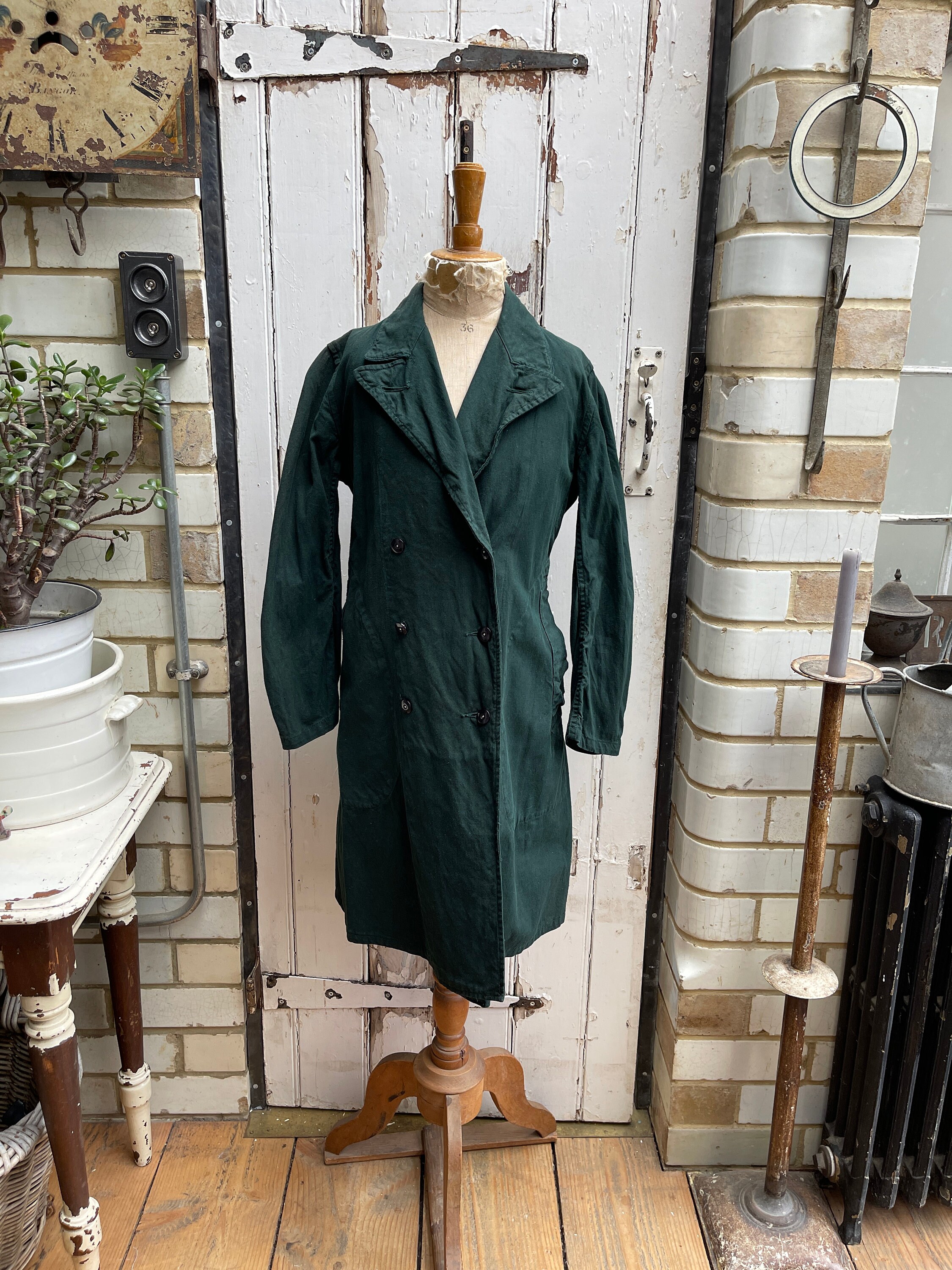 アンティーク 英国製 ダークグリーン コットン WW2 レディース