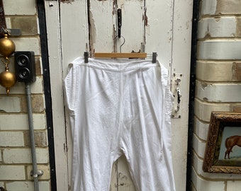 Pantalon court hollandais ancien en coton chaud blanc fait main, taille M/L