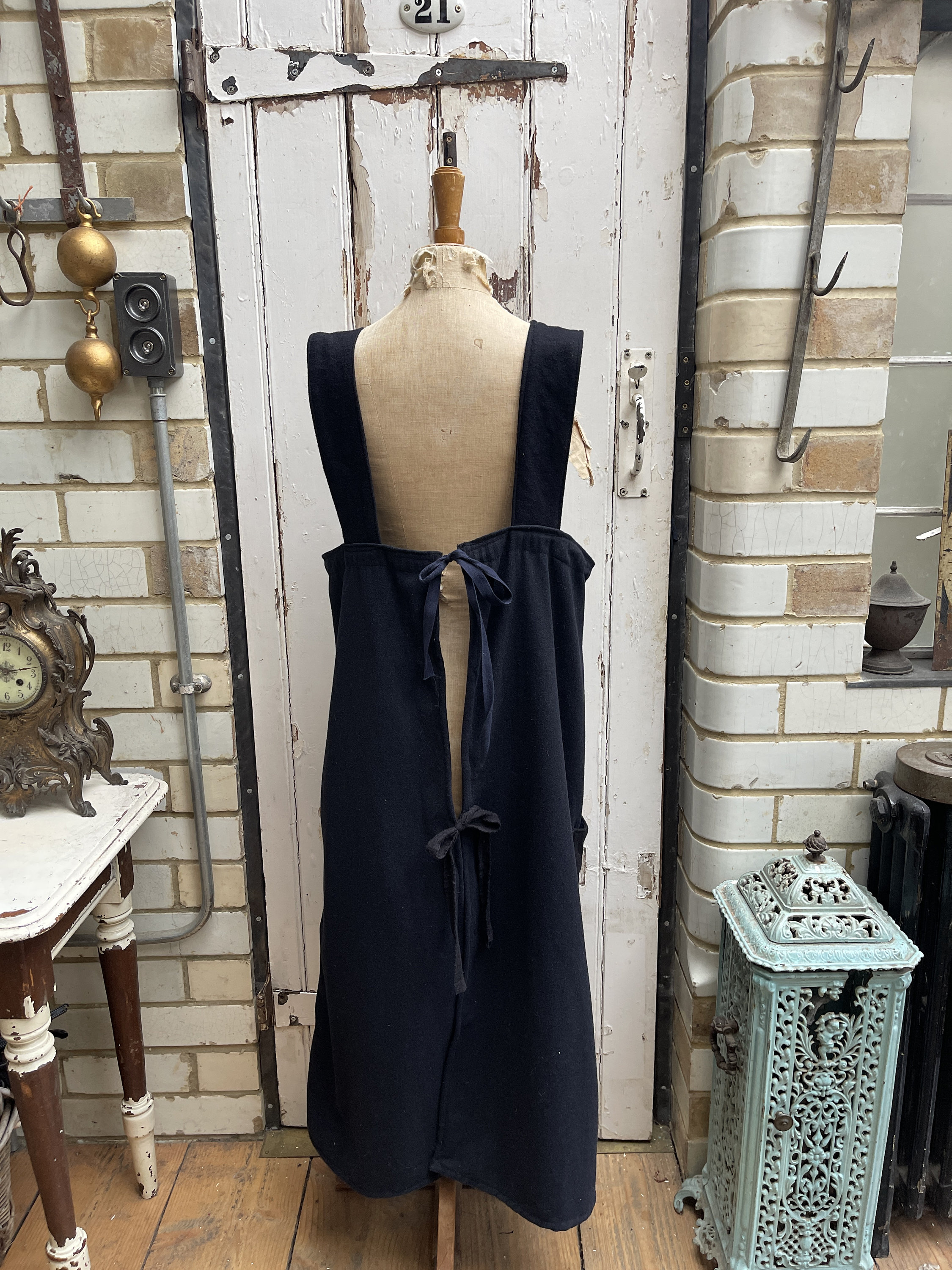 Antique/vintage Dutch Handmade Long Navy Blue Wool Pinafore Dress Orphan  Apron Size M/L - Etsy