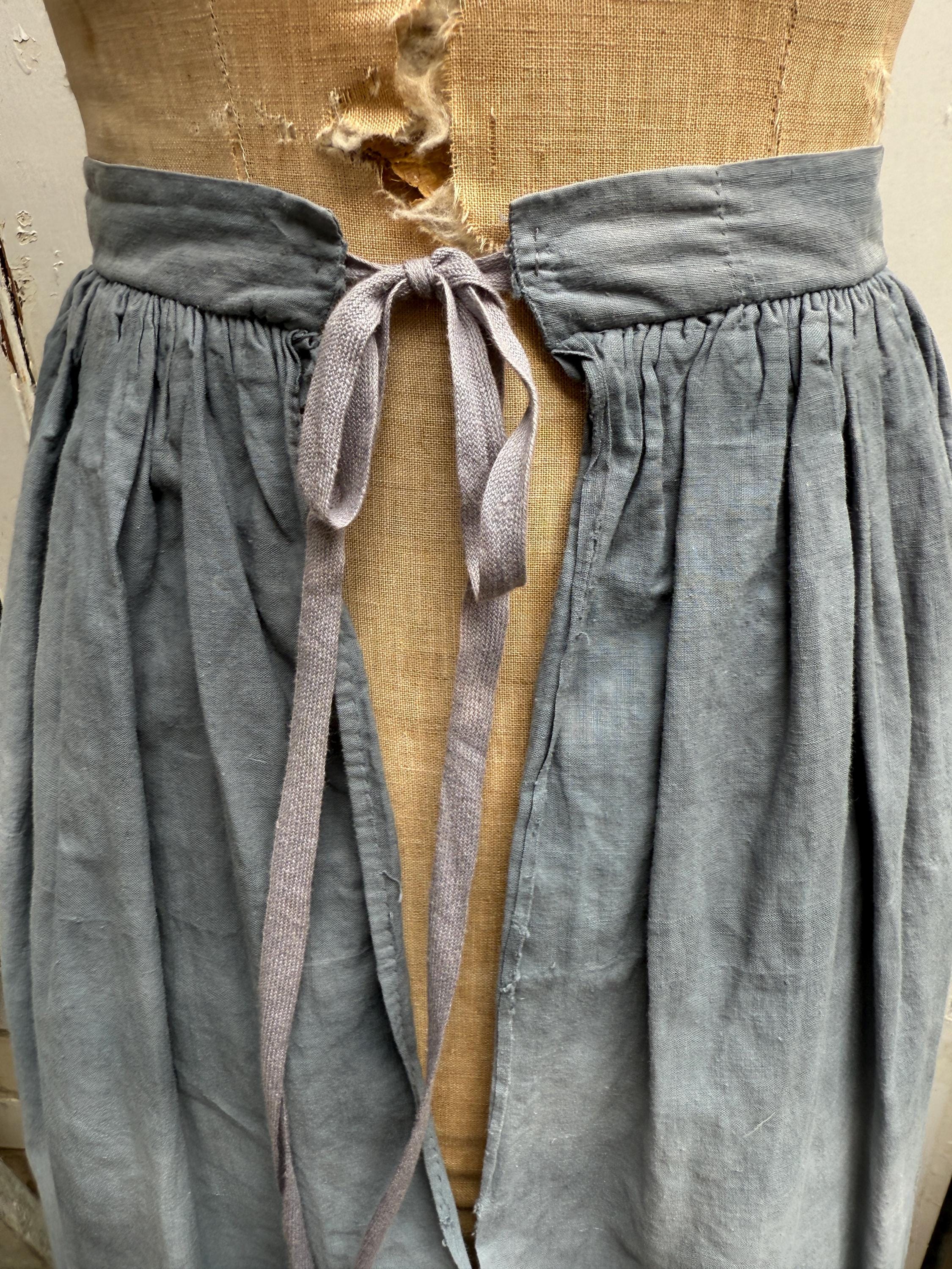 Antique French Blue Grey Cotton Skirt With Number 4 Size S - Etsy