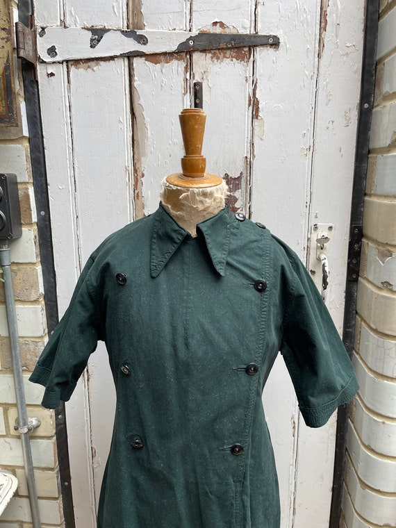 Antique British dark green cotton WW2 womens dres… - image 2