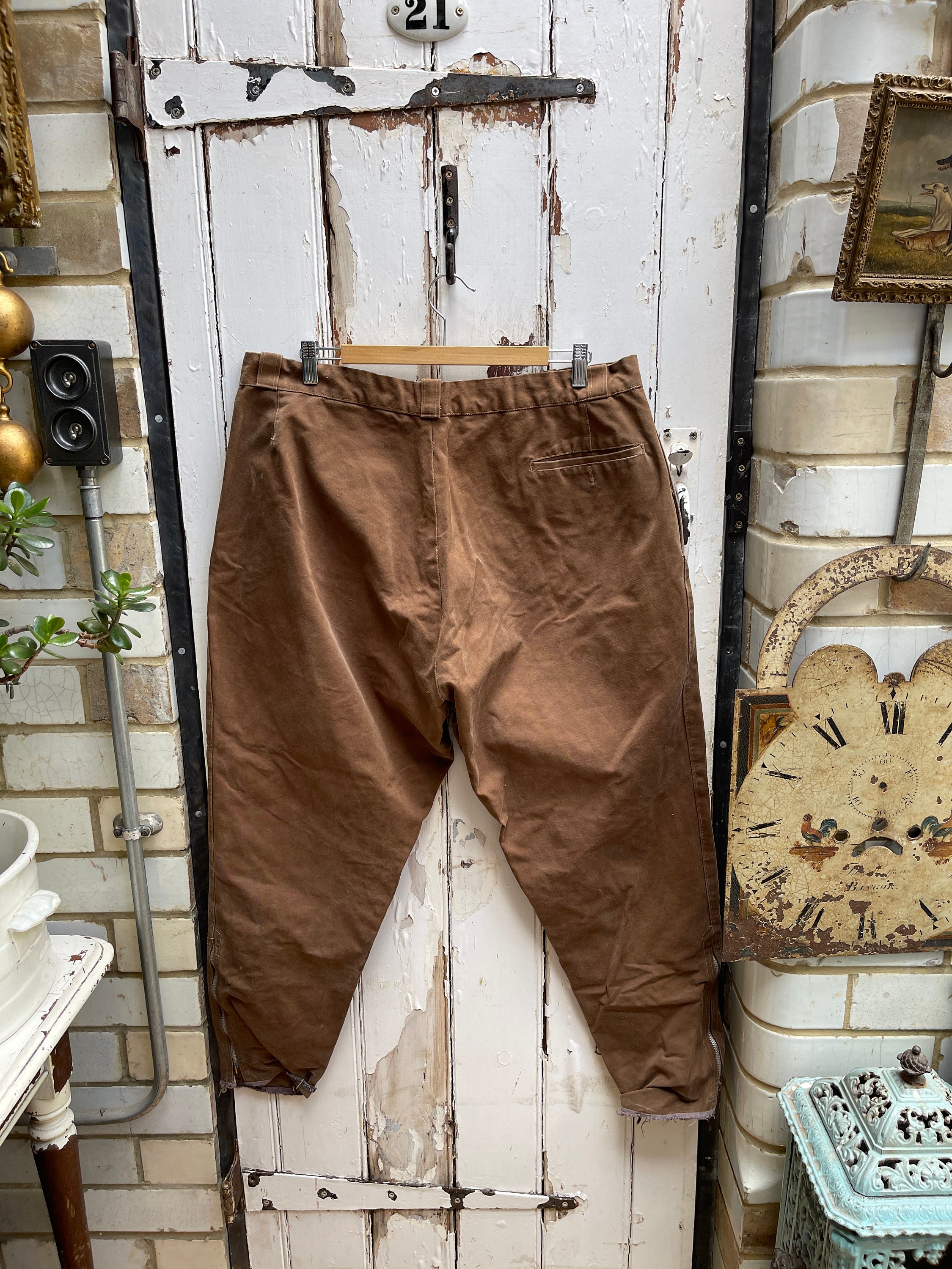パンツ Euro antique pants vintage pants Vintage 50s French Train Worker Pants | Vibrant Brown Heavy Cotton