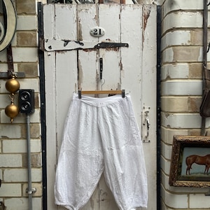 Antique white cotton lingerie bloomers initials AC size S