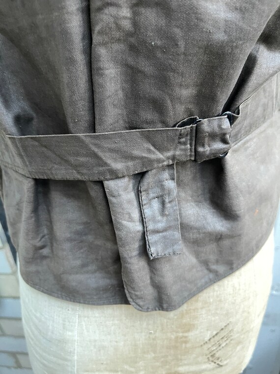 Antique mens black wool waistcoat vest with brown… - image 6