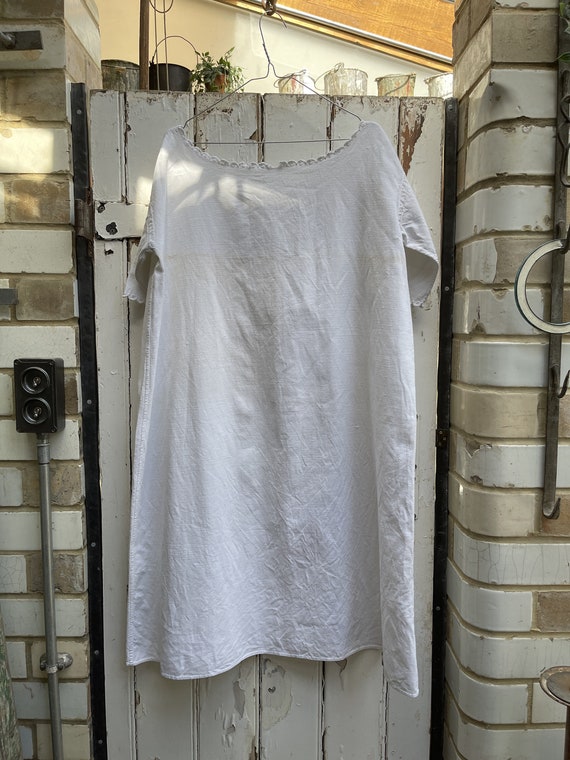 Antique French white linen cotton metis dress wit… - image 7
