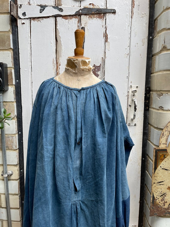 Antique French Handmade Indigo Blue Linen Biaude Smock One Size - Etsy
