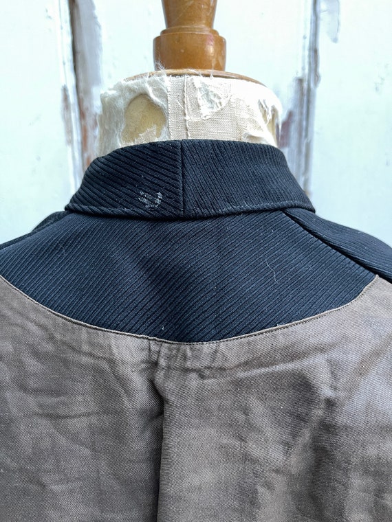 Antique mens black wool waistcoat vest with brown… - image 5