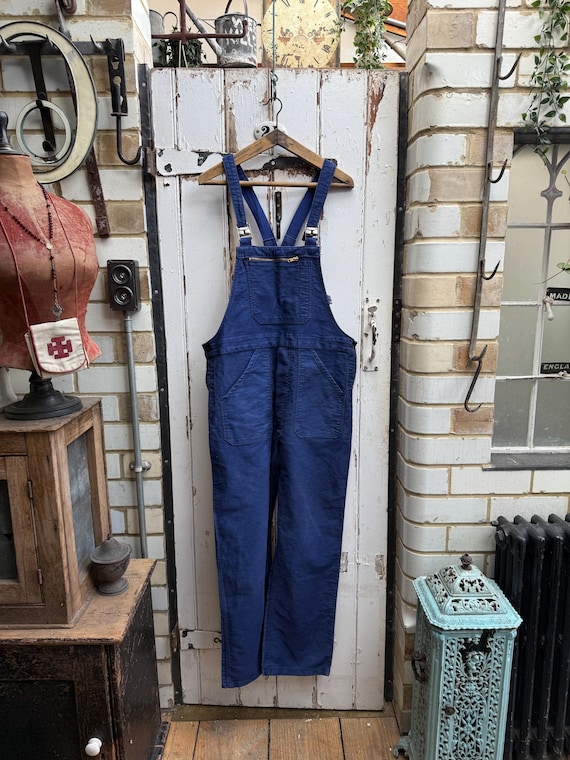 Pantalon De Travail Vintage En Moleskine Bleu - Marque Claudius Lafond - Taille M - Occasion Très Bon état
