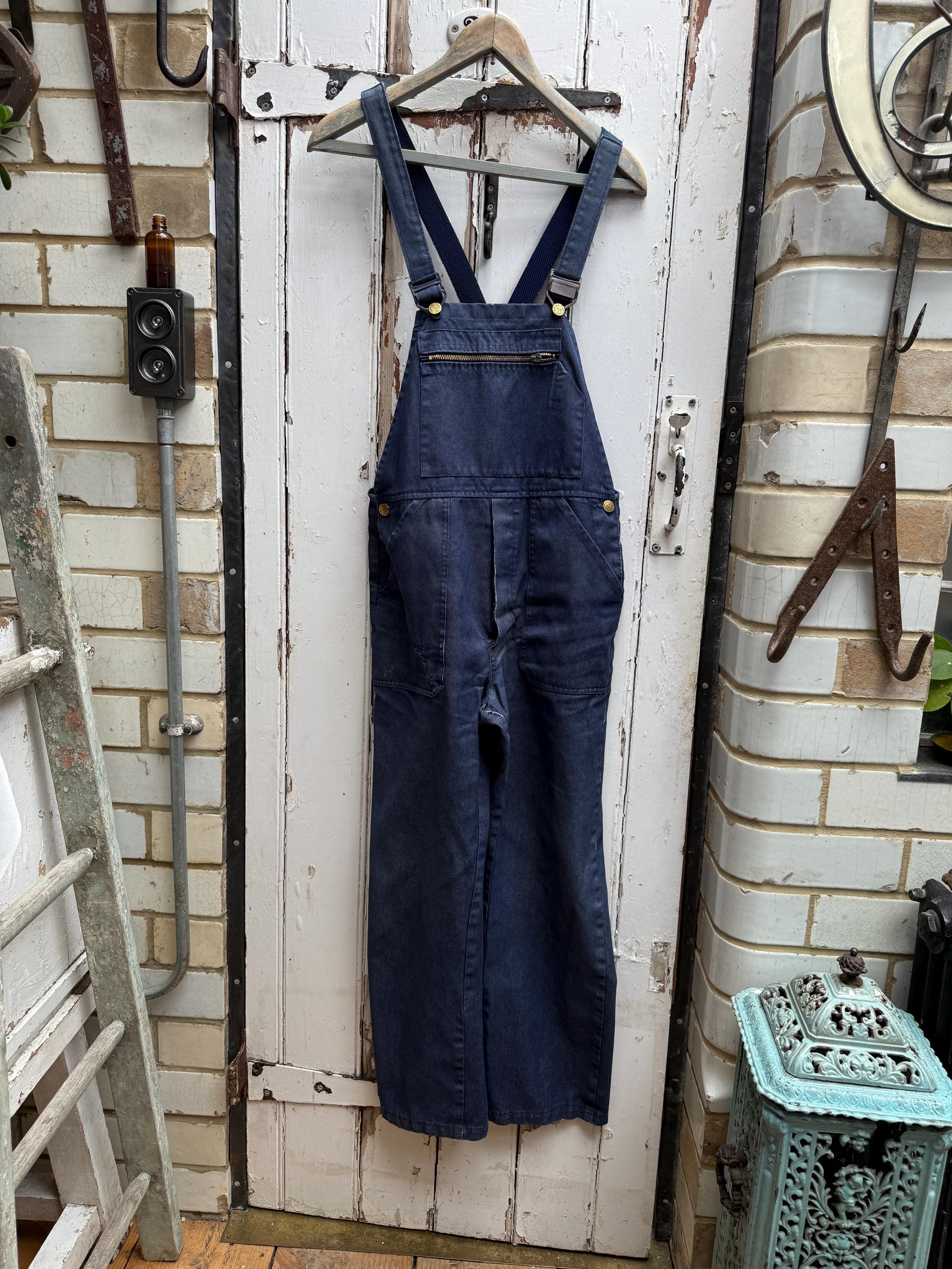 Vintage French Dolmen Blue Cotton Denim Dungarees Workwear
