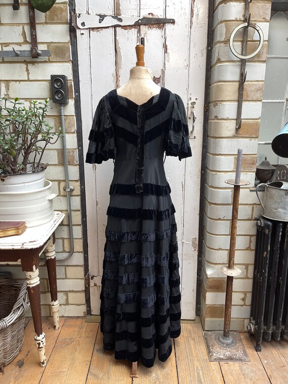 Antique French handmade long black evening dress … - image 7