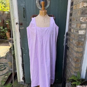 Antique French lavender cotton dress with butterfly detail initials NS size M