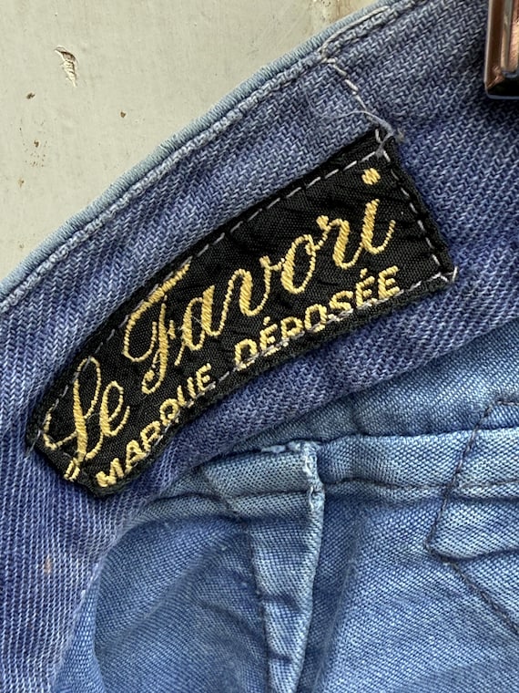 アンティーク フランス製 Le Favori ブルー コットン モールスキン