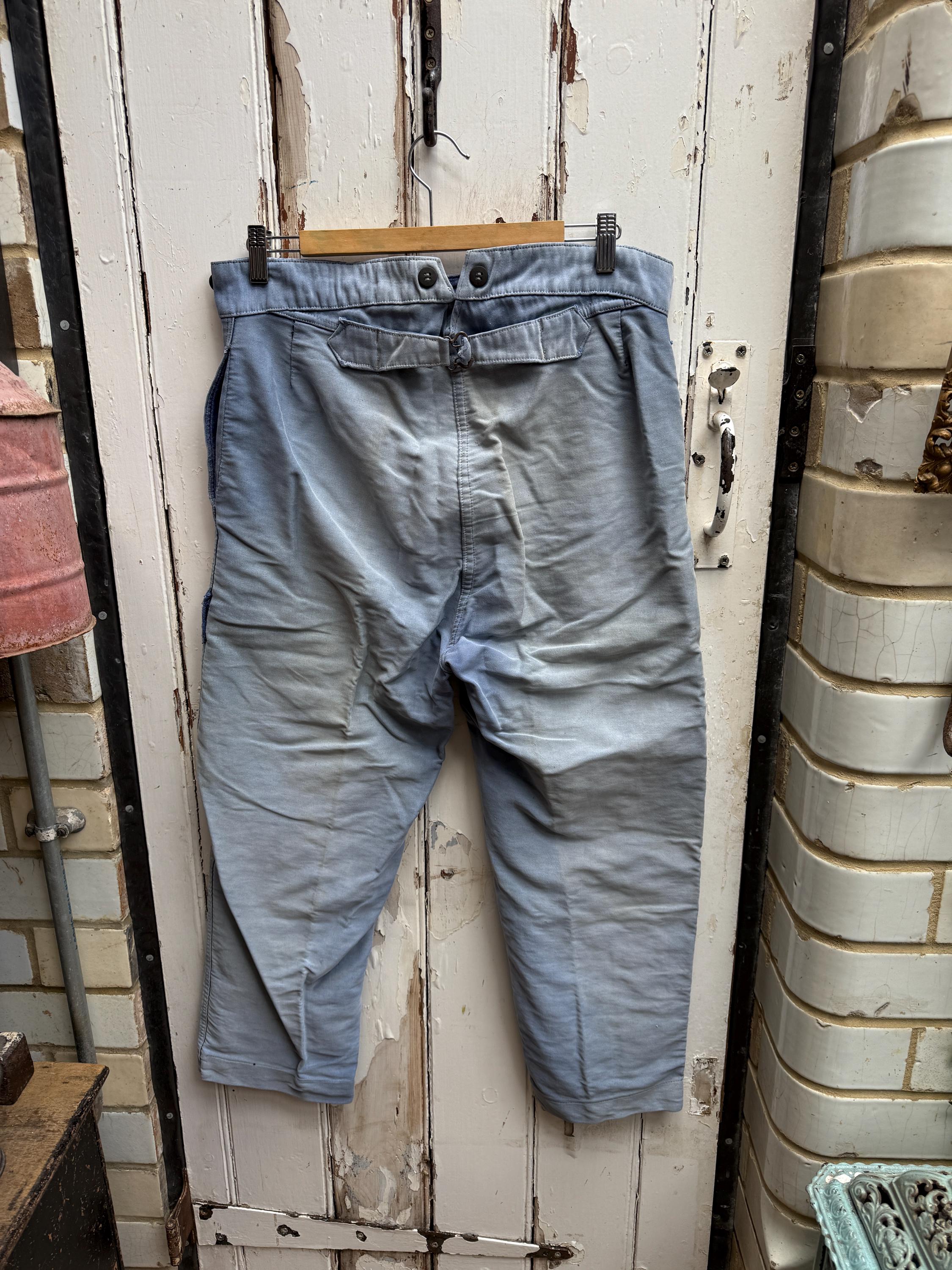 Antique French Le Favori Blue Cotton Moleskin Workwear Chores