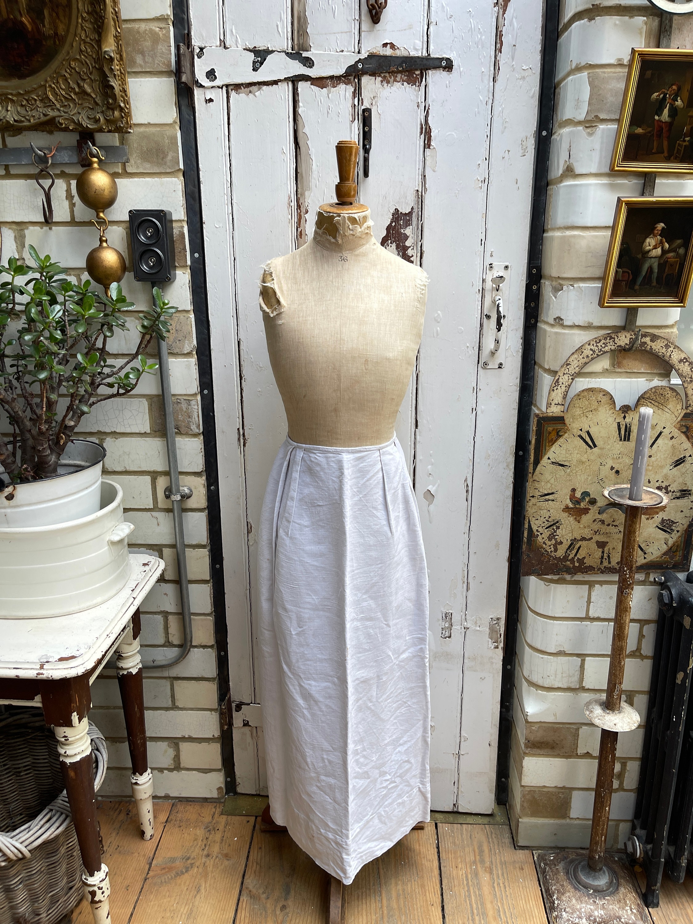 Antique French Handmade White Linen Apron Initials VB - Etsy