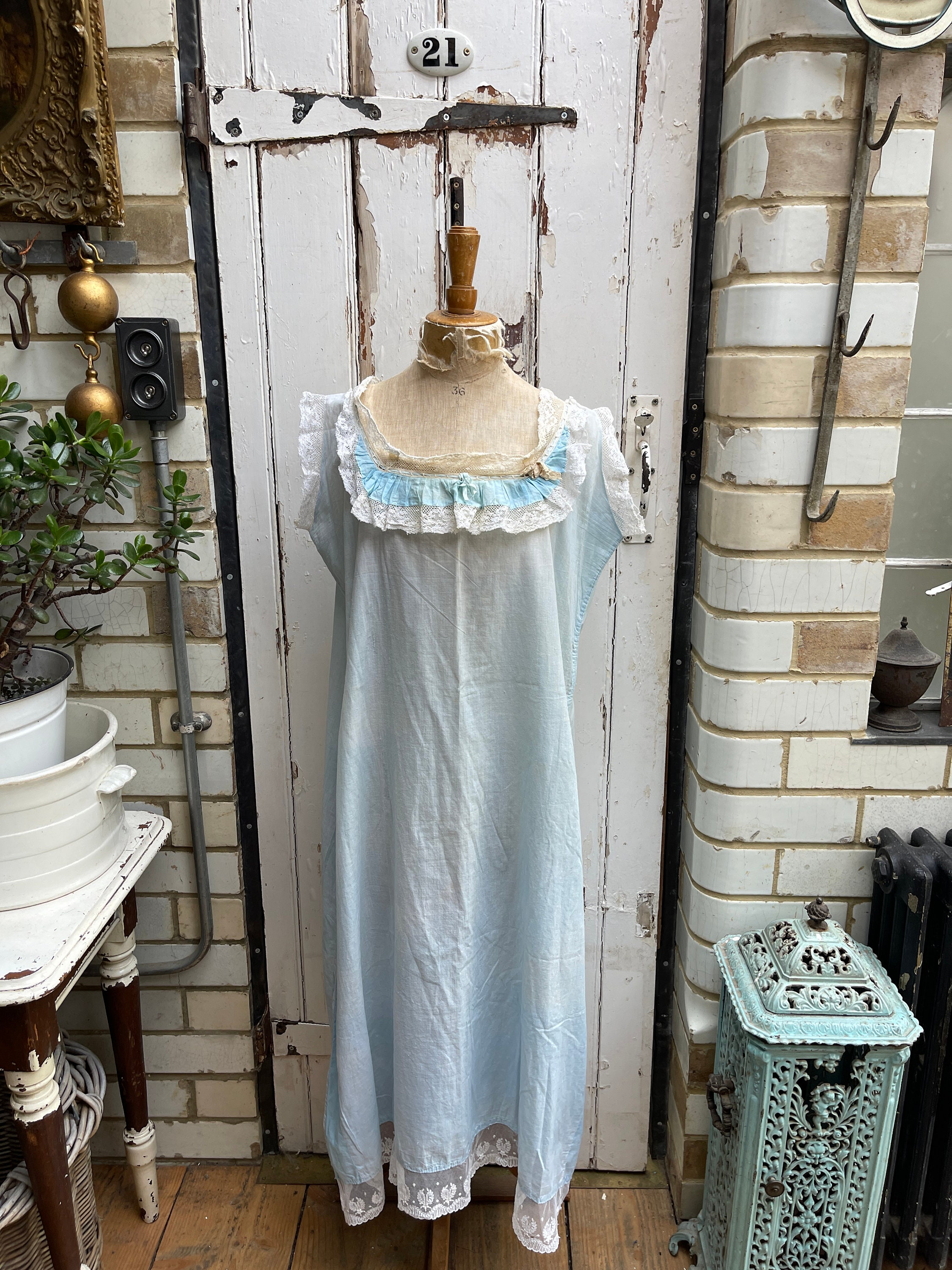 Lace Trim Light Blue Slip Dress - Etsy