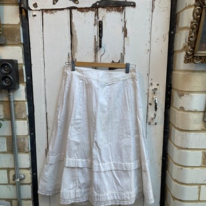 Antique French handmade white brushed cotton skirt underskirt size M