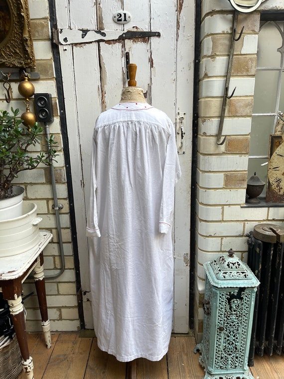 Antique French white brushed cotton warm dress ni… - image 6