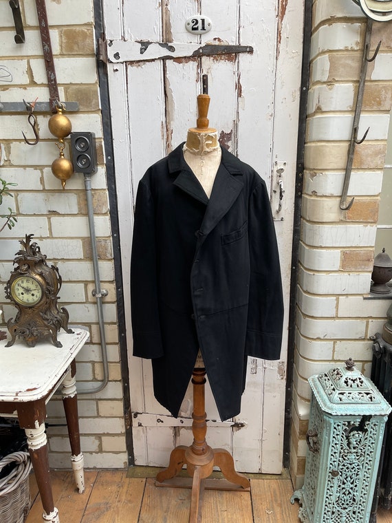 Antique French long black wool mourning morning j… - image 1