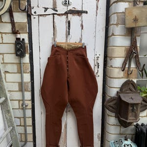 Antique vintage ladies girls brown wool jodhpurs riding breeches size XS UK 8/10
