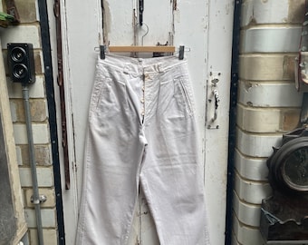 Retro Vintage 60s 70s Off-white Textured Hatchmark Polyester Pants 