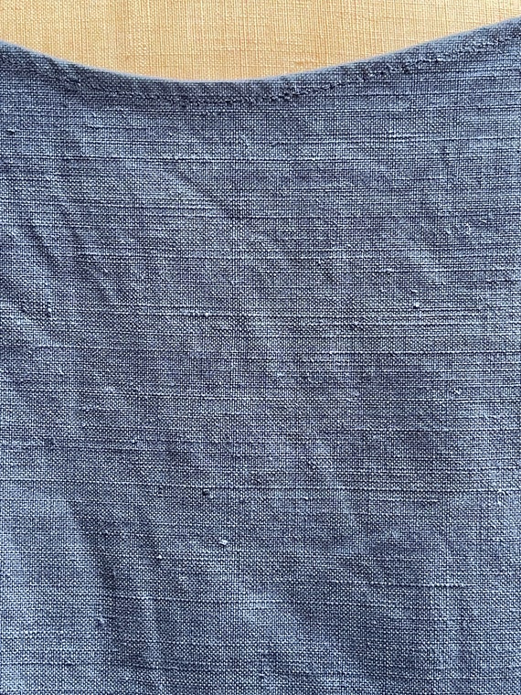 Antique French dark indigo blue linen shift dress… - image 8