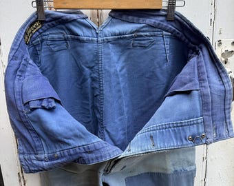 Antique French Le Favori Blue Cotton Moleskin Workwear Chores
