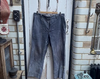 ヴィンテージ フランス製 メンズ グレー コットン コーデュロイ コーデュロイ パンツ サイズ S/M