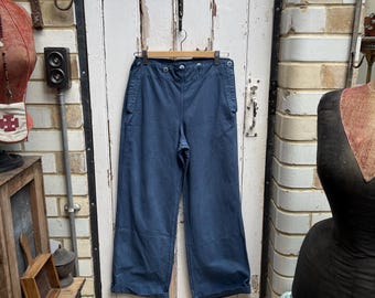 Antique vintage French blue cotton sailor trousers with number stamp size S