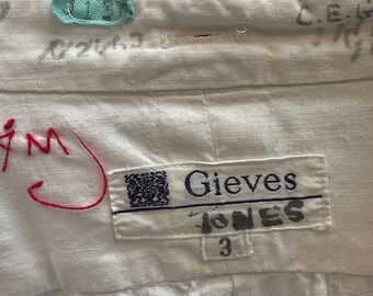 1960'S BRITISH VINTAGE　GIEVES COTTON Antique Vintage English Gieves White Cotton Dress Shirt Size