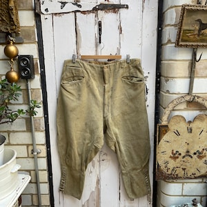 Antique vintage French Lunmer beige wool sporting breeches plus fours knickerbockers size M/L