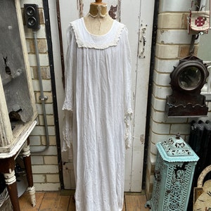 Vintage long white cotton boho hippy dress size S/M