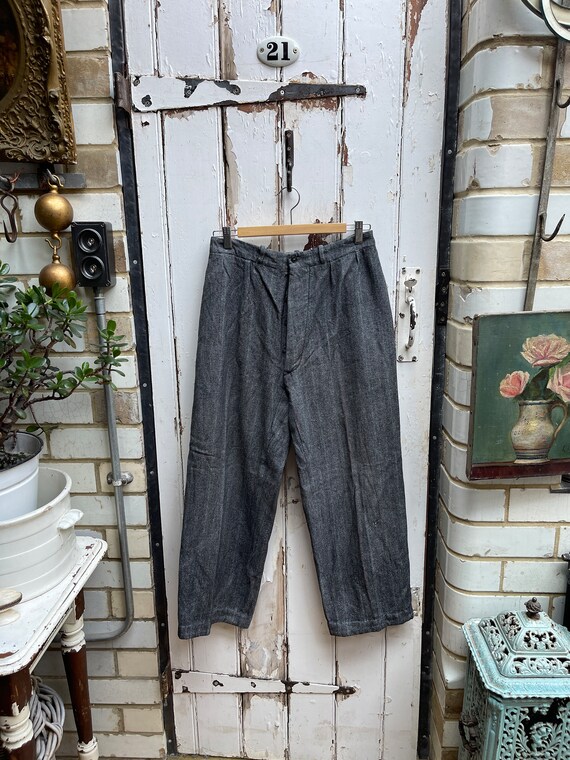 Antiguos pantalones franceses hechos a mano de lana gris para hombre talla S Etsy Espana