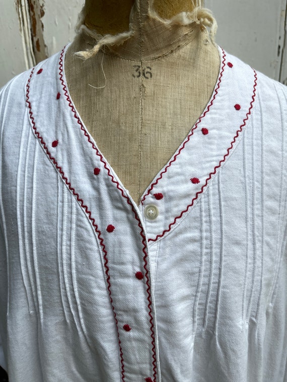 Antique French white brushed cotton warm dress ni… - image 3