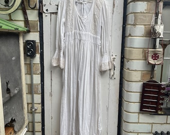 Vintage Laura Ashley long white prairie dress size S