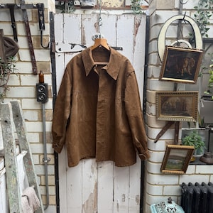 美品　Workers Railroad Jacket 38 ブラウン Antique French Brown Cotton Canvas Railway Jacket Size L - Etsy